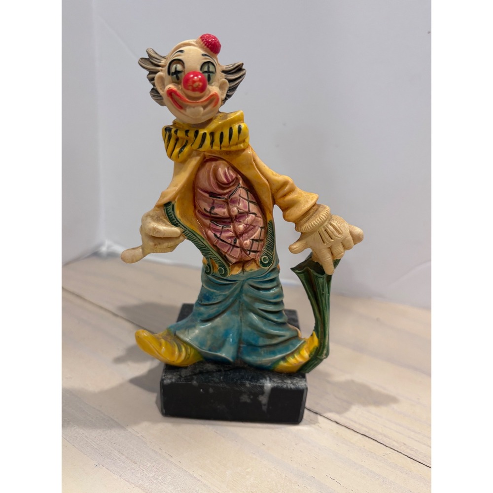 Vintage Fontanini Depose Clown Figurine Carrara Marble Base 6.75" Made in Italy